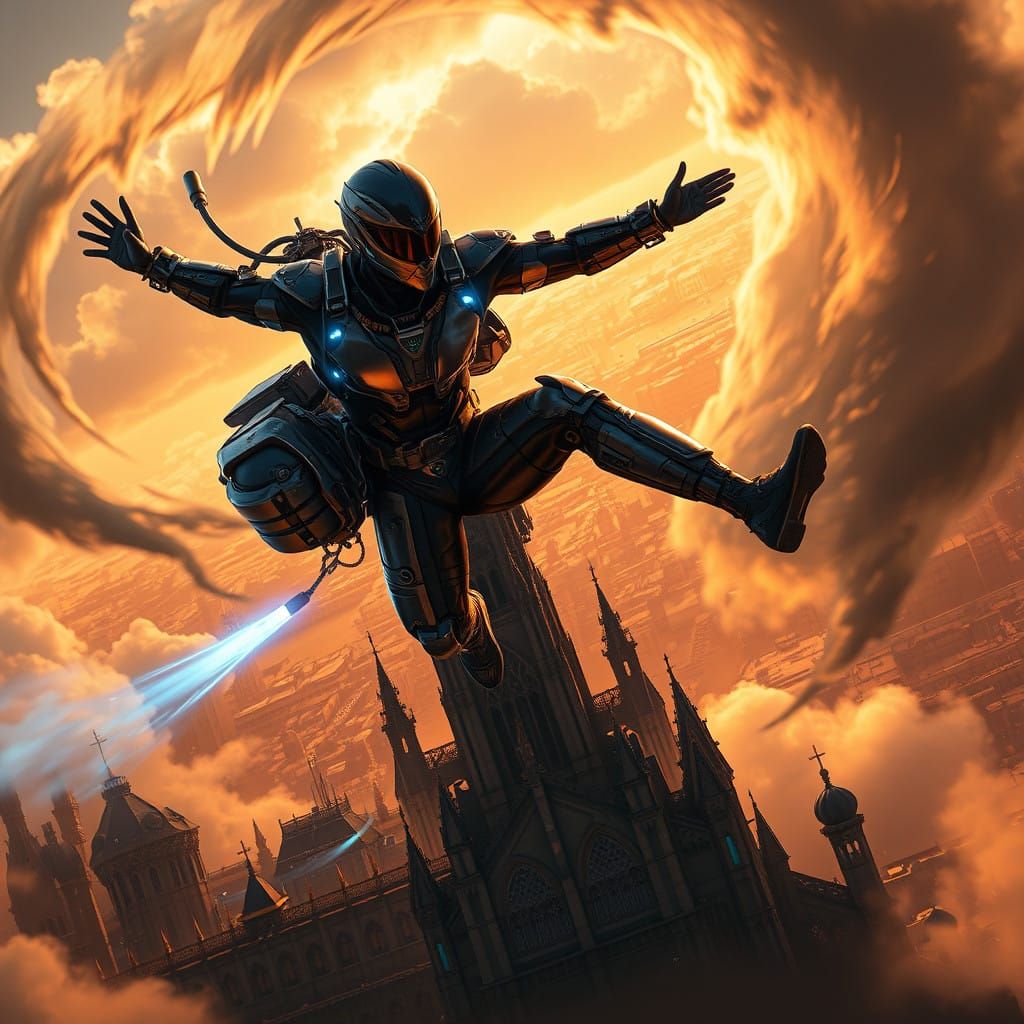 Man Soars Through the Air with Futuristic Leg Pumps in a Vib...