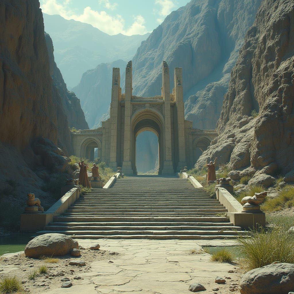 Abandoned Temple in Hyperrealistic Atmospheric Style