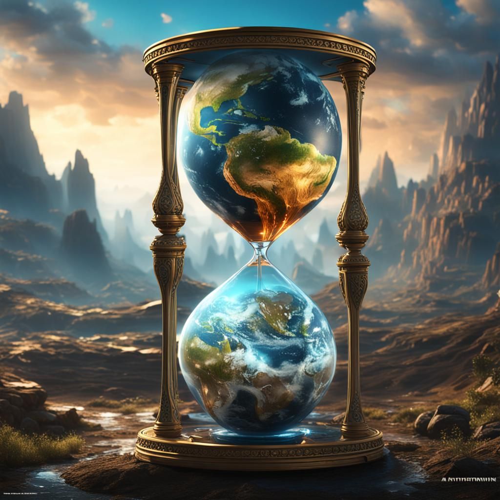 Hourglass of Earth's Future in Detailed Matte Painting