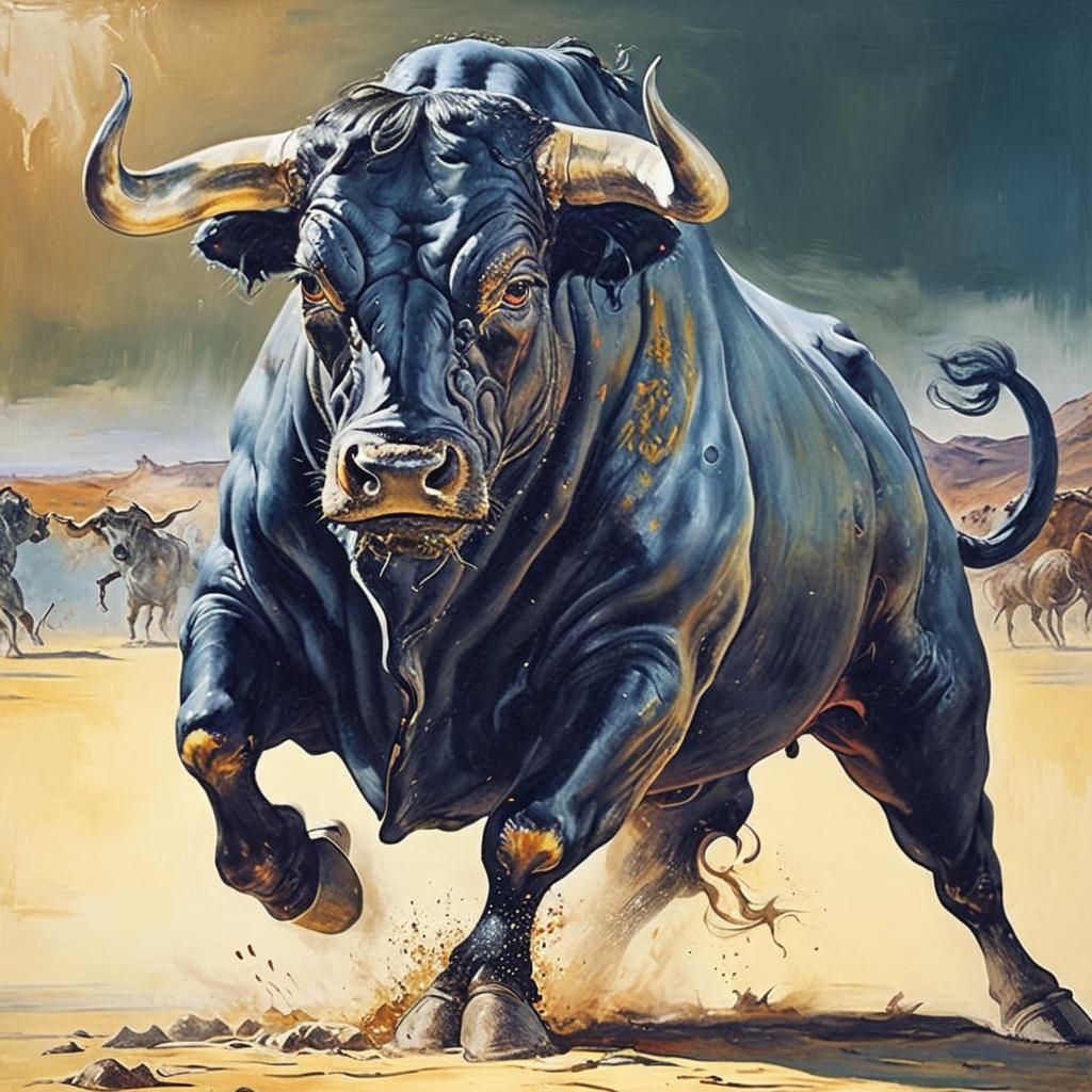 Surreal Spanish Fighting Bull in Dali Style