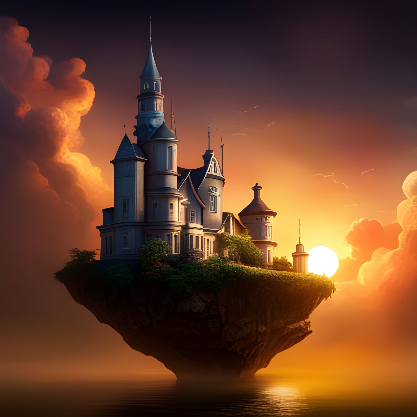 Epic Sunset in Steampunk Analog Style