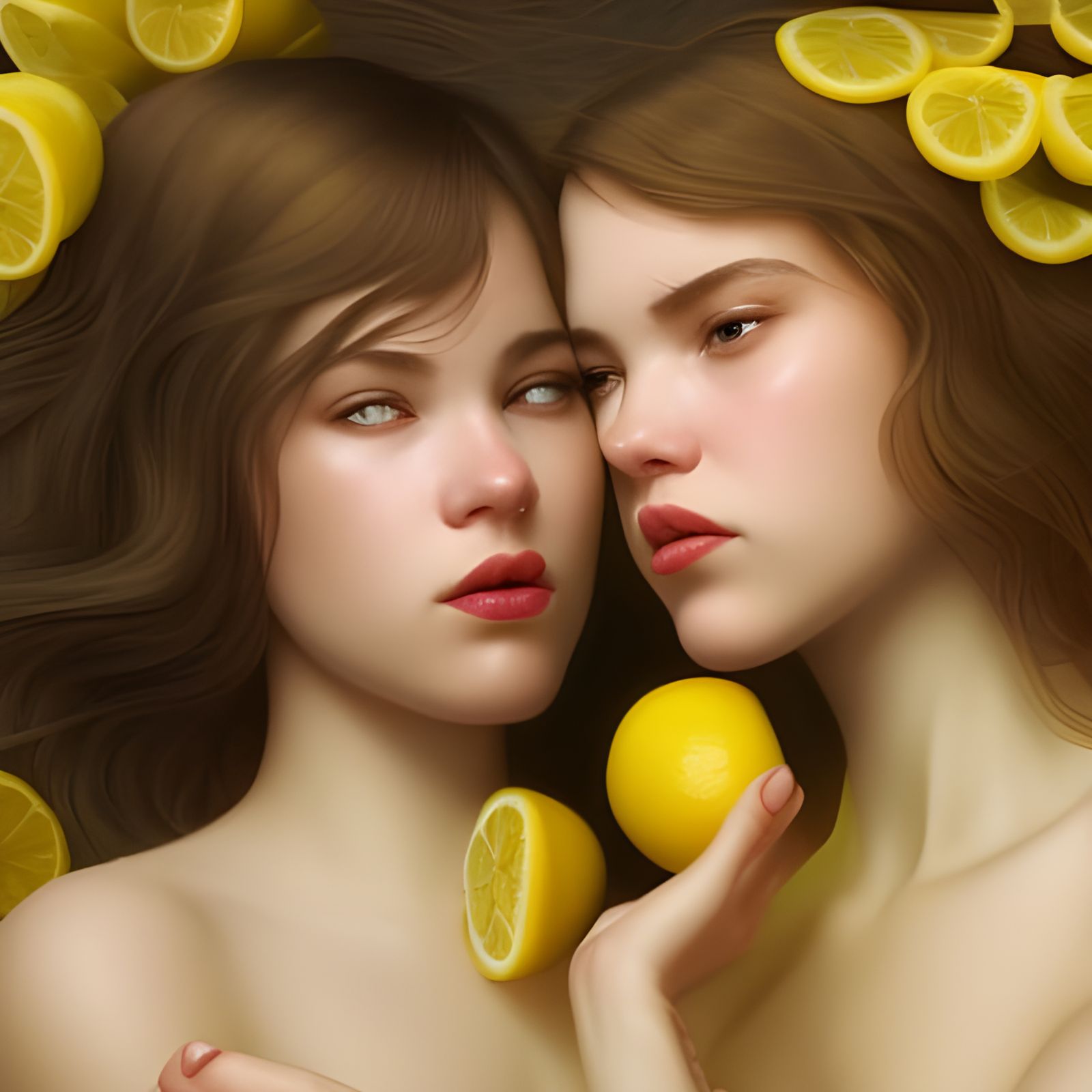 Girls React to Sour Lemons: Hyperdetailed Digital Portrait