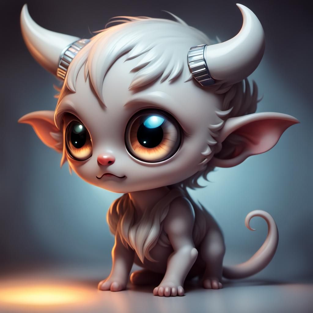 Cute Tiny Internet Demon in Chibi Style