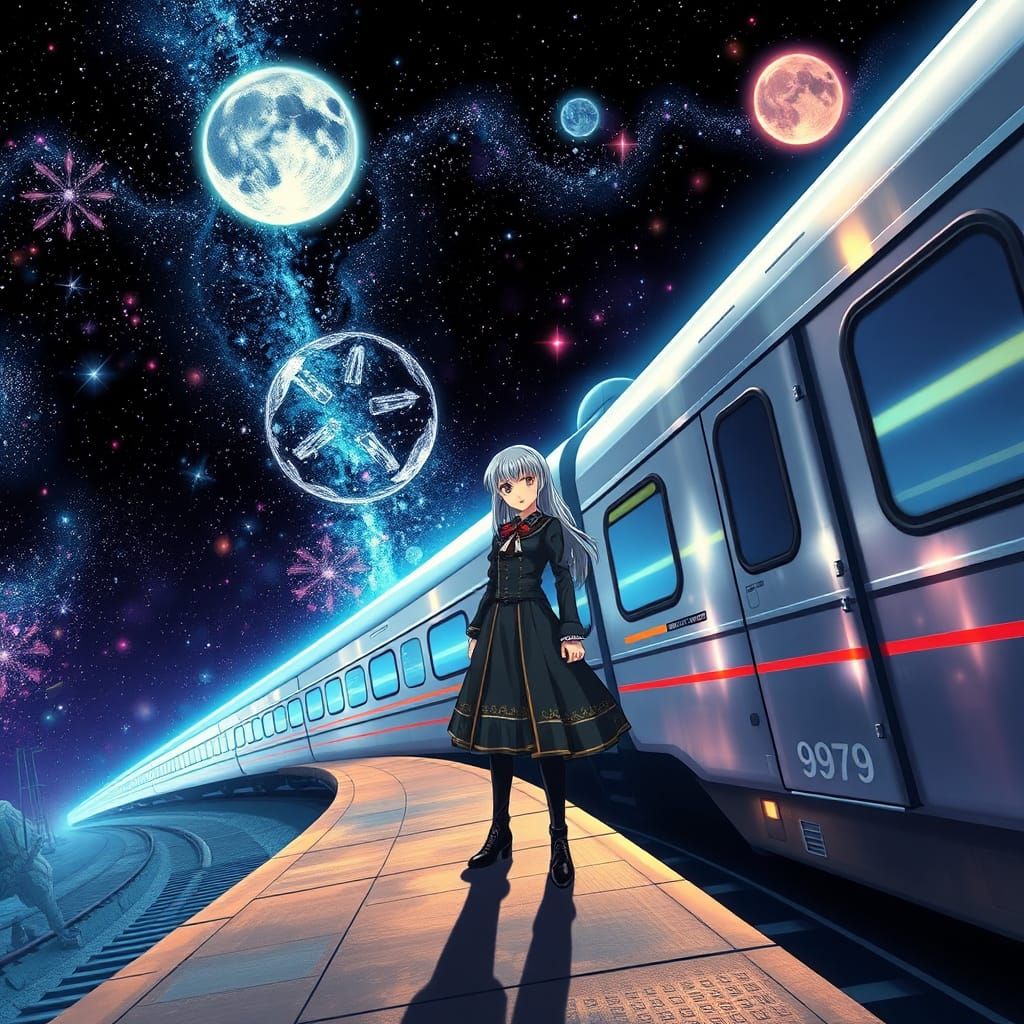 Maetel on Galaxy Express: Manga Style Digital Art