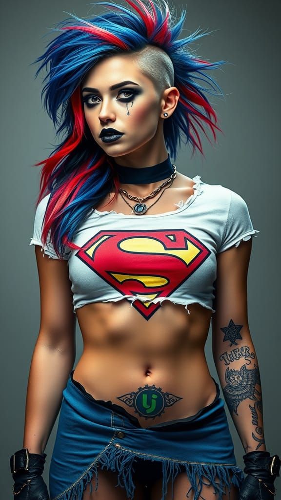 Punk Supergirl in Cyberpunk Style