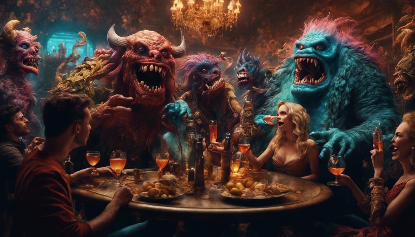 Detailed Monster Party: Epic Digital Matte Painting