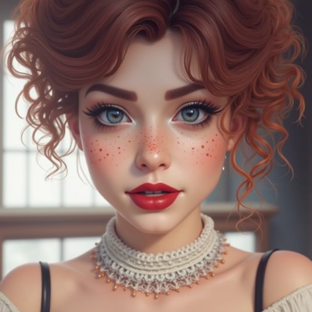 Goddess with Fiery Locks and Radiant Complexion