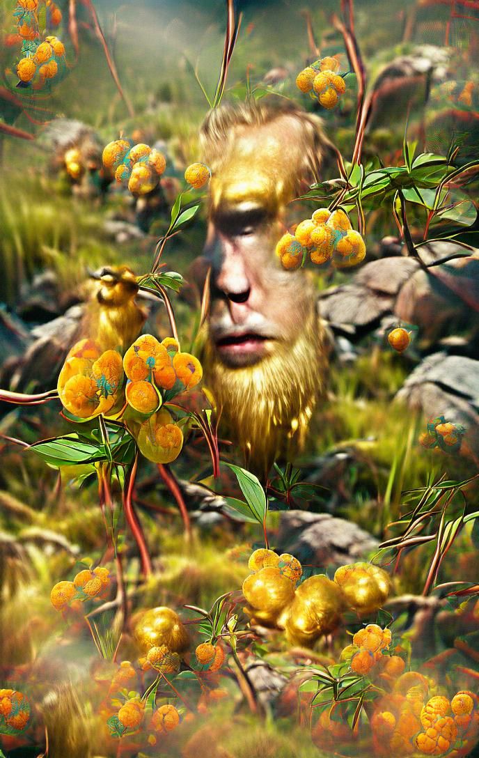 Cloudberries on Bushes in a Norwegian Bog