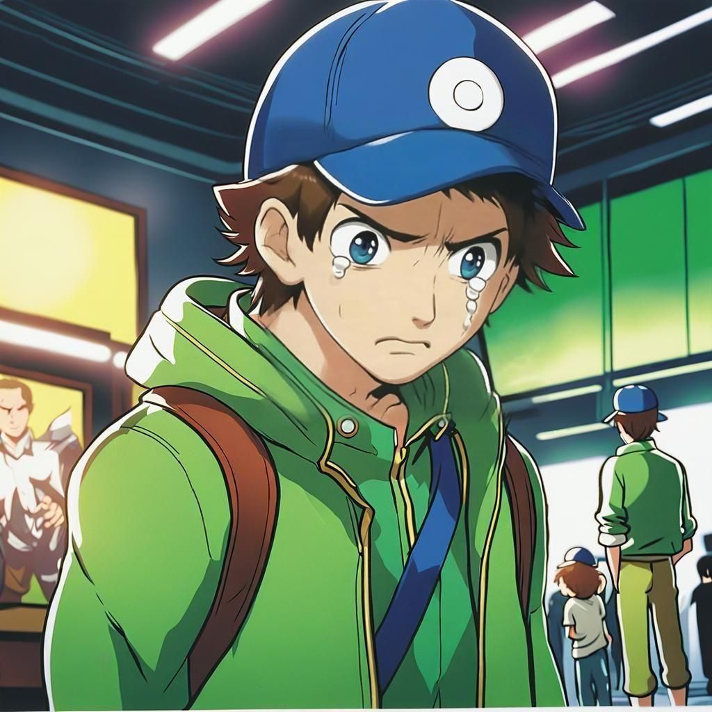 Crying Pokémon Trainer Anime Art by Studio Trigger