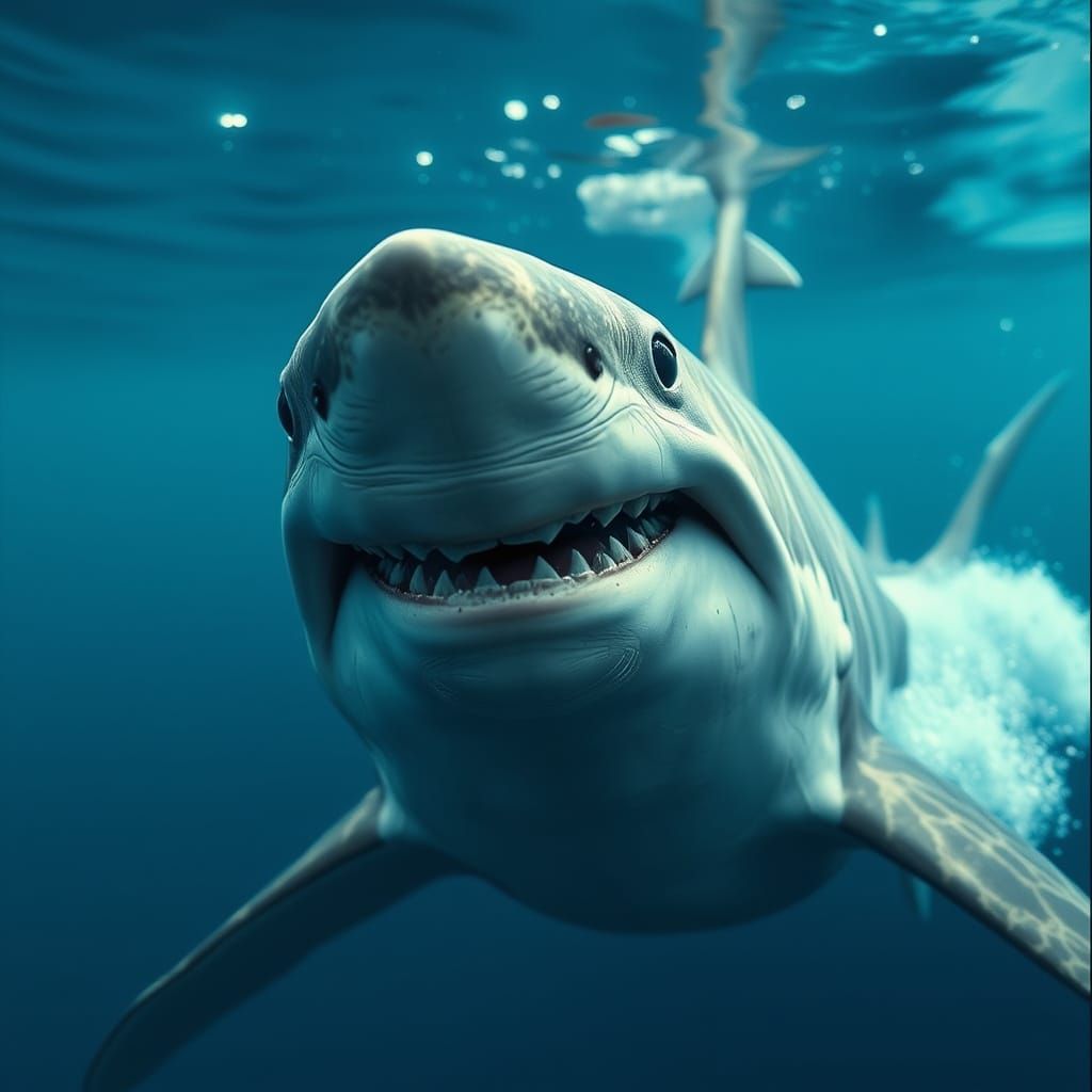 Friendly Shark Approaching in Cinematic Style