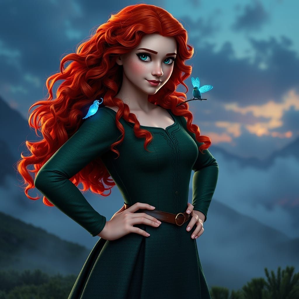 Confident Highland Warrior with Ethereal Companion