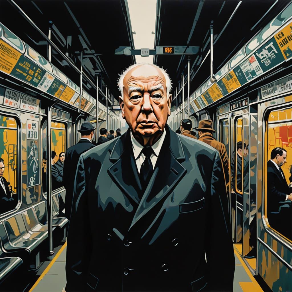 Cyberpunk Aerial New York City Subway Scene in Albert Oehlen...