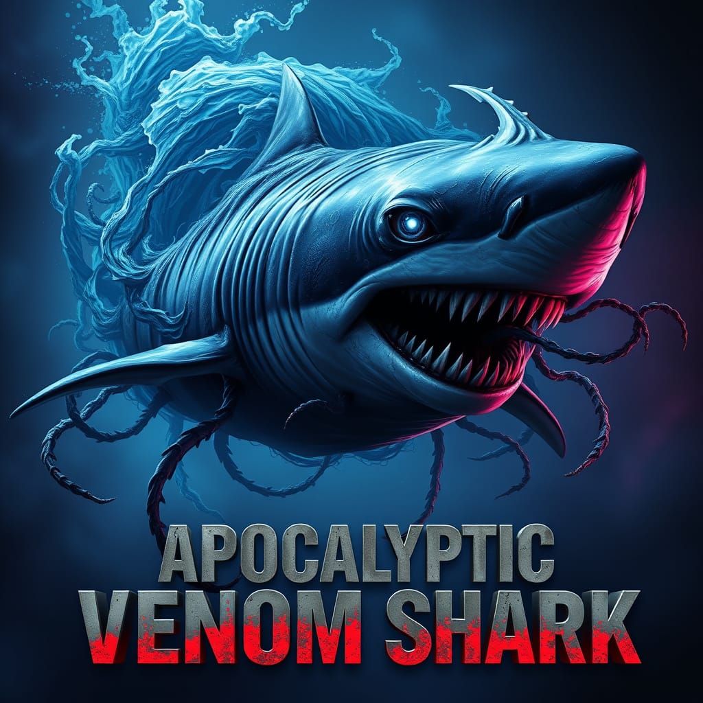 Apocalyptic Venom Shark in Hyperrealistic Splash Art Style