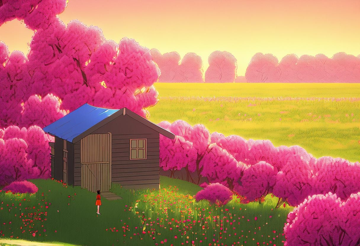 Surreal Studio Ghibli Girl in Forest