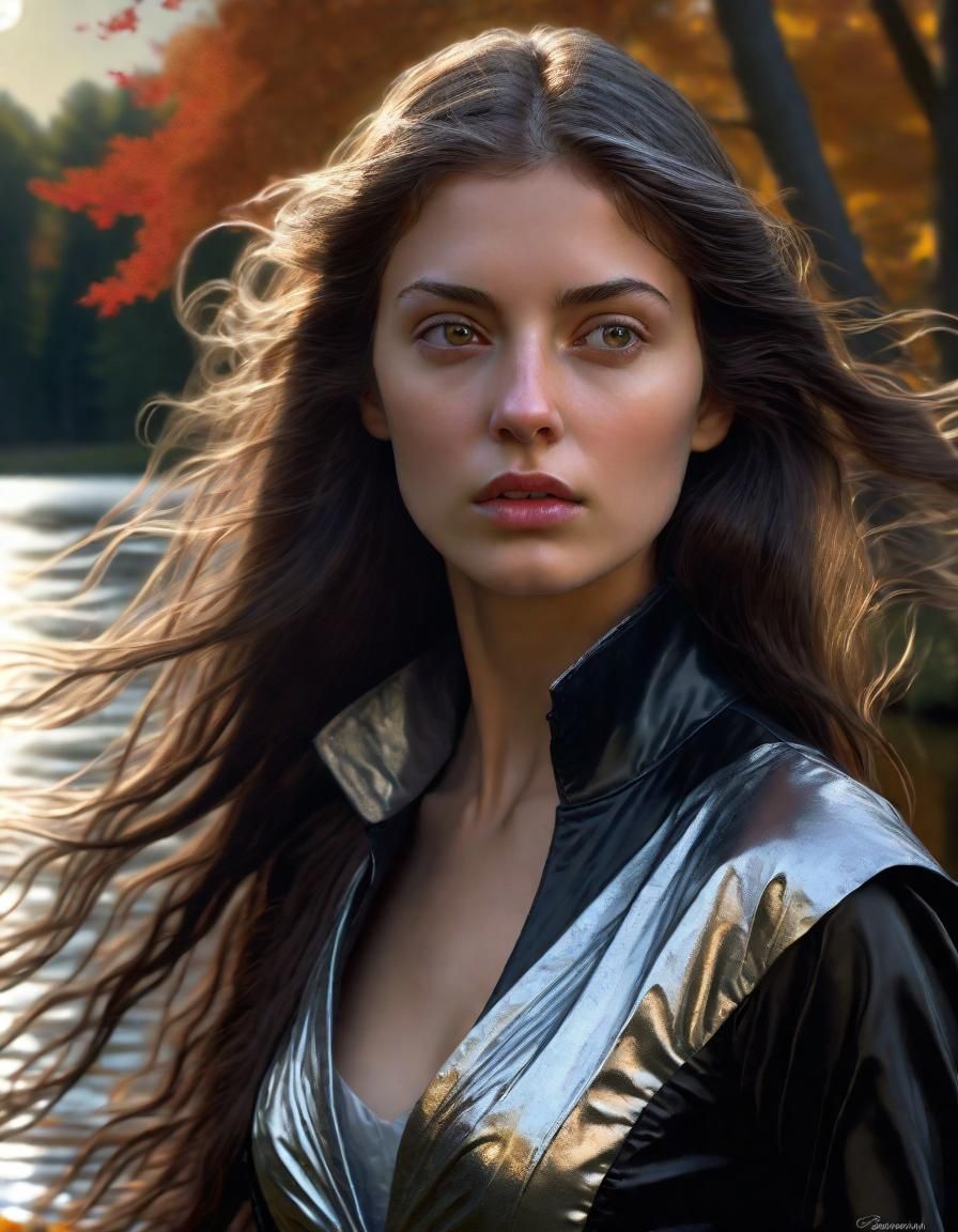 Renaissance Woman in Autumn Forest