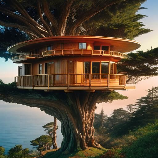 Frank Lloyd Wright Inspired Treehouse Overlooking Pacific