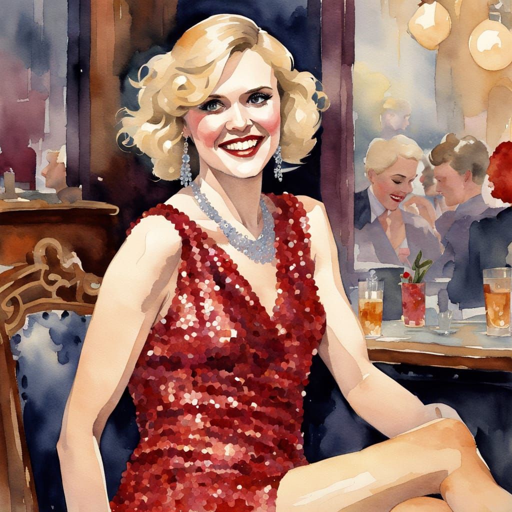 Glamorous Flapper in a Vintage Speakeasy