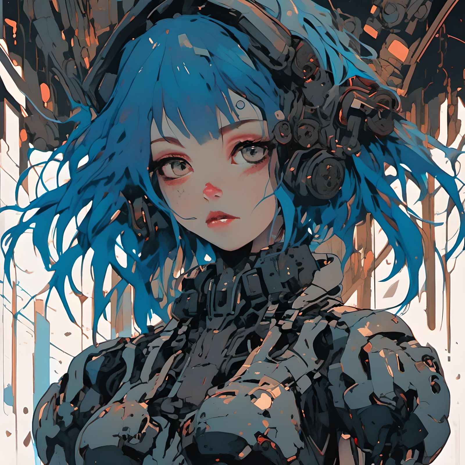 Cyborg Anime Girl in Ghost in the Shell Style