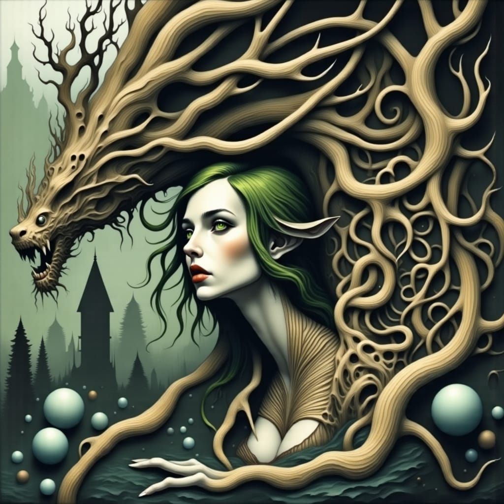 Elemental Mountain Spirit with Limestone Skin, Storybook Sty...