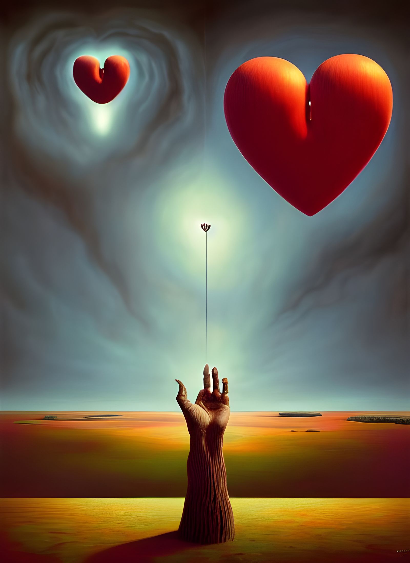 Hollow Heart: Surreal Oil Painting in Deep Colors