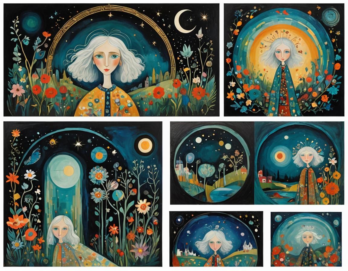 Dreamscape Portrait of Woman with Galactic Sky