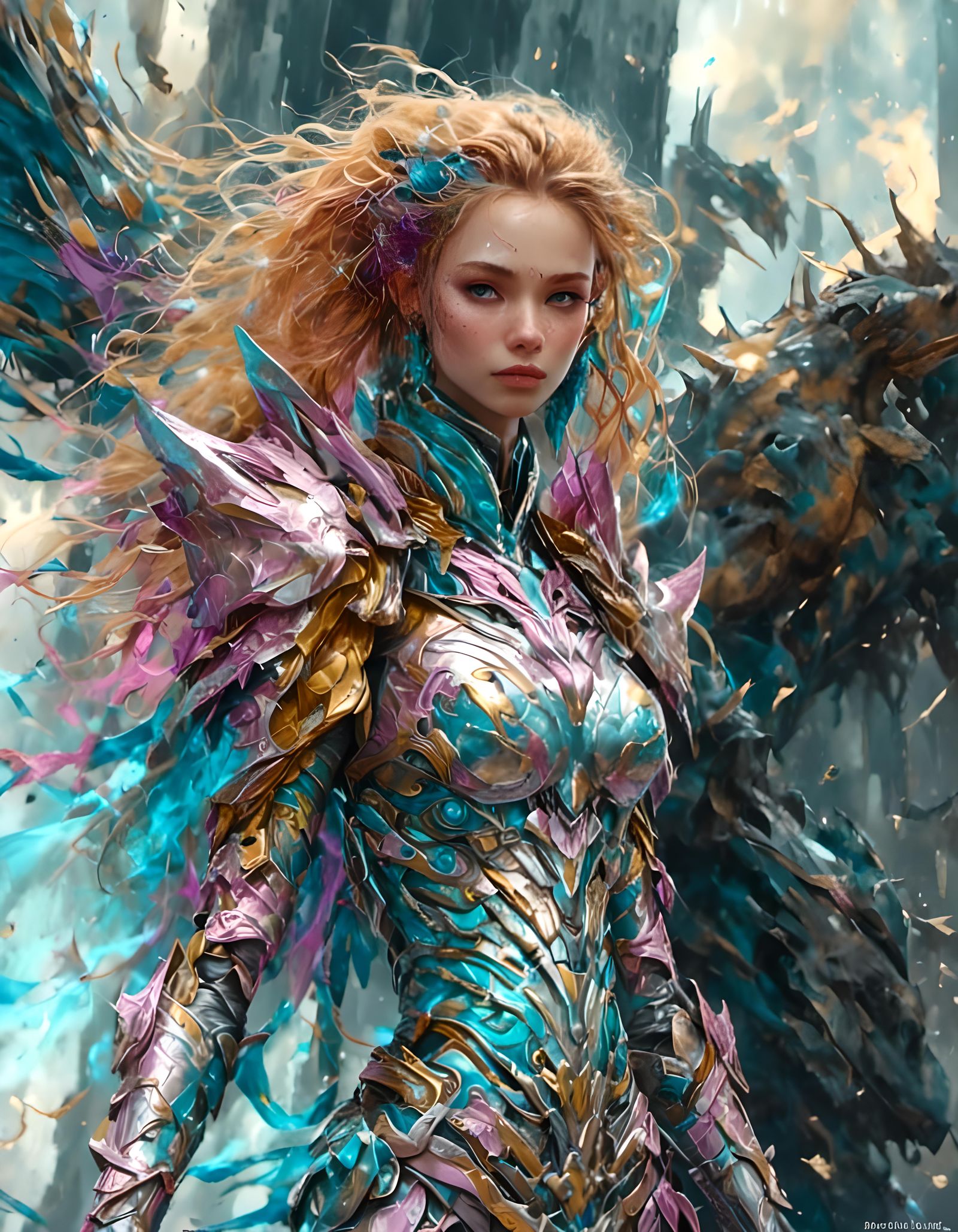 Dragon Spaceship Portal in Cyberpunk Style