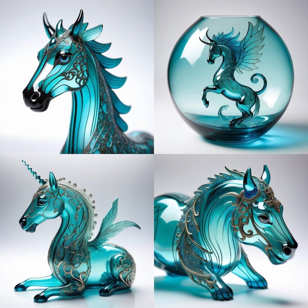 Delicate Turquoise Glass Mythical Creature