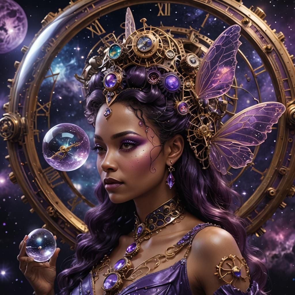Epic Creole Queen with Galaxy Orb Portrait