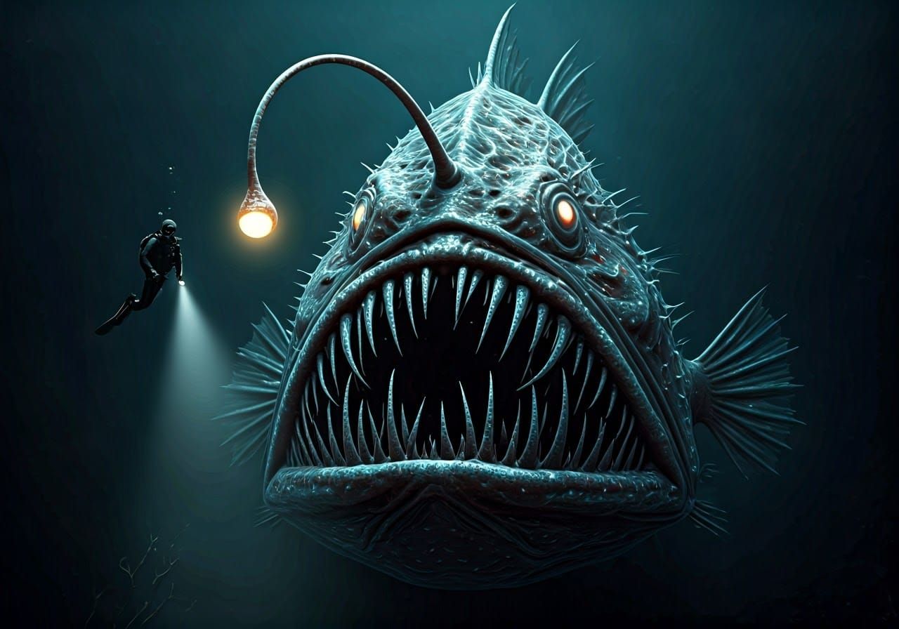 Foreboding Deep Sea Scene in Photorealistic Surrealism
