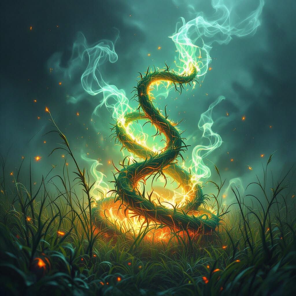 Bioluminescent Poisonous Grass Emitting Fiery Embers