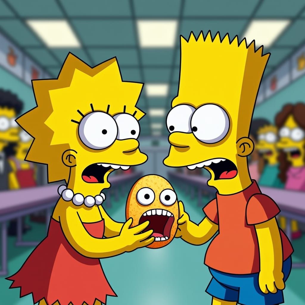 Lisa vs Bart: The Screaming Anthropomorphic Egg