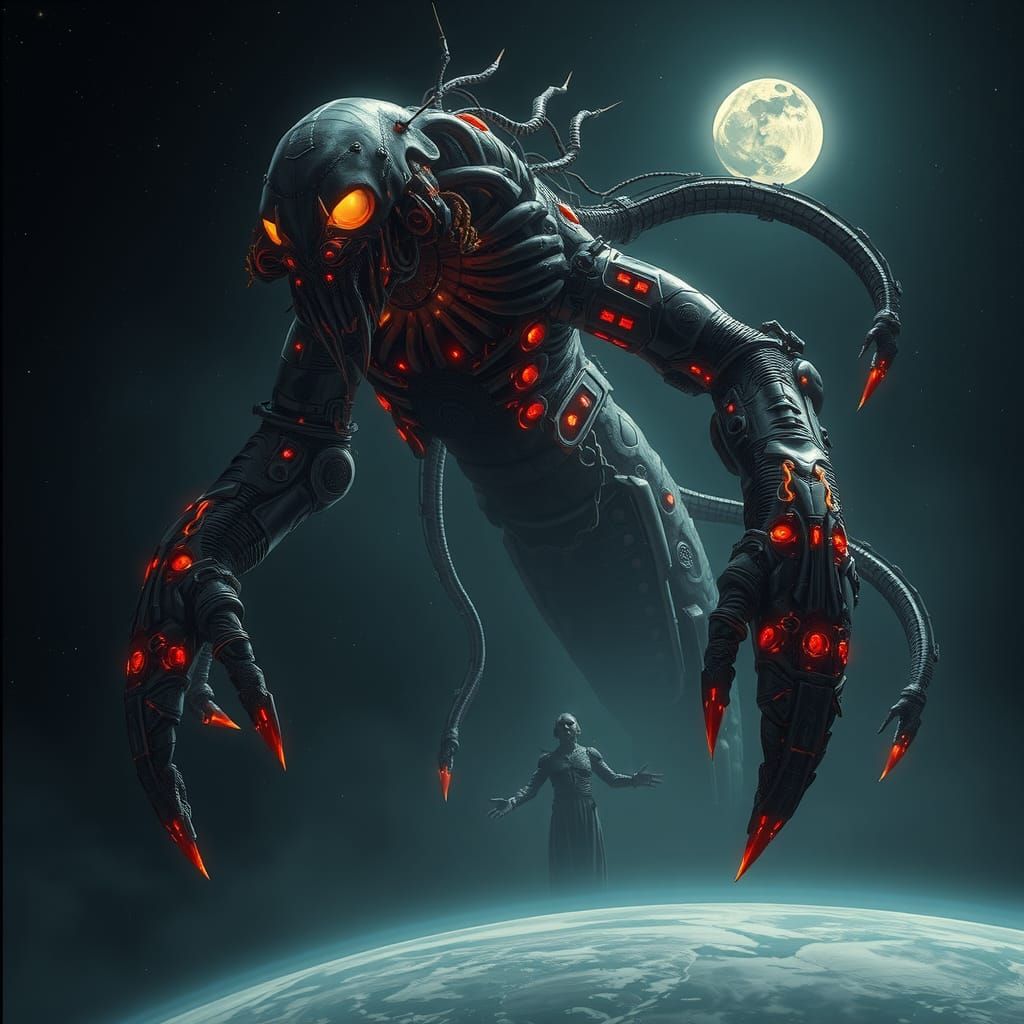 Colossal Techno-Organic Entity Emerges from Dark Sky