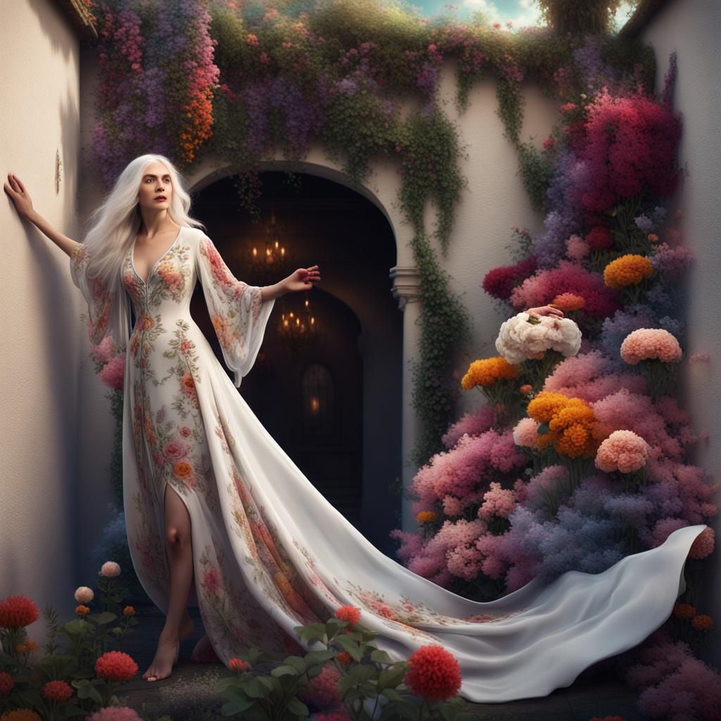 Woman in Garden: Dramatic Digital Matte Painting