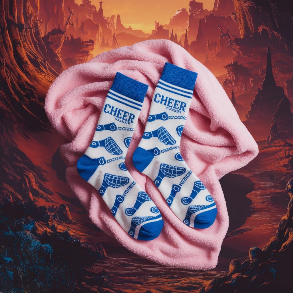 Cheerleader Socks on a Pastel Blanket in Matte Painting Styl...