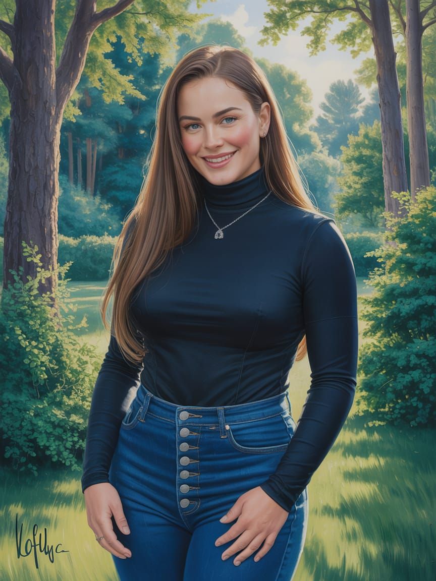 Elegant Woman Portrait in Forest Garden