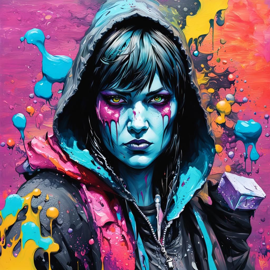 Morrigan in Graffiti Splash Art Style