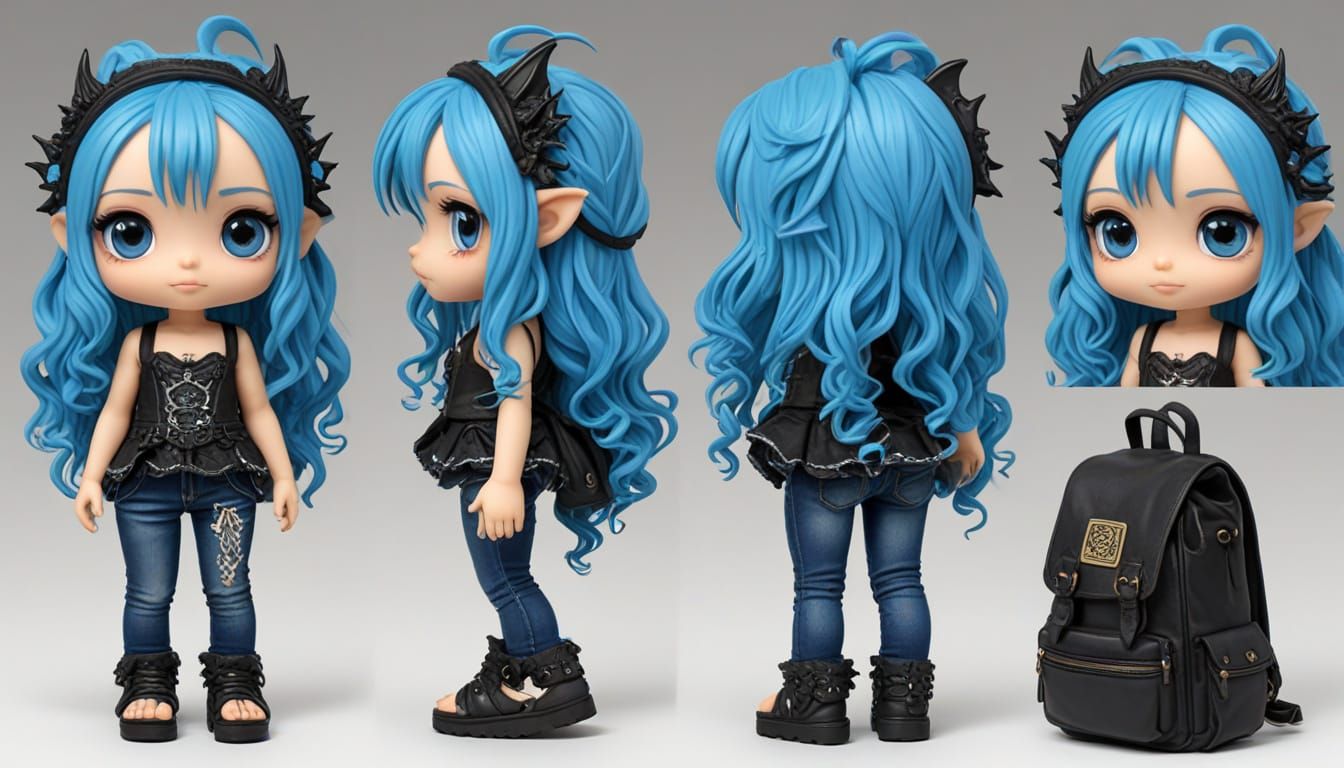 Cute Gothic-Hippie Fairy with Dragon Companion