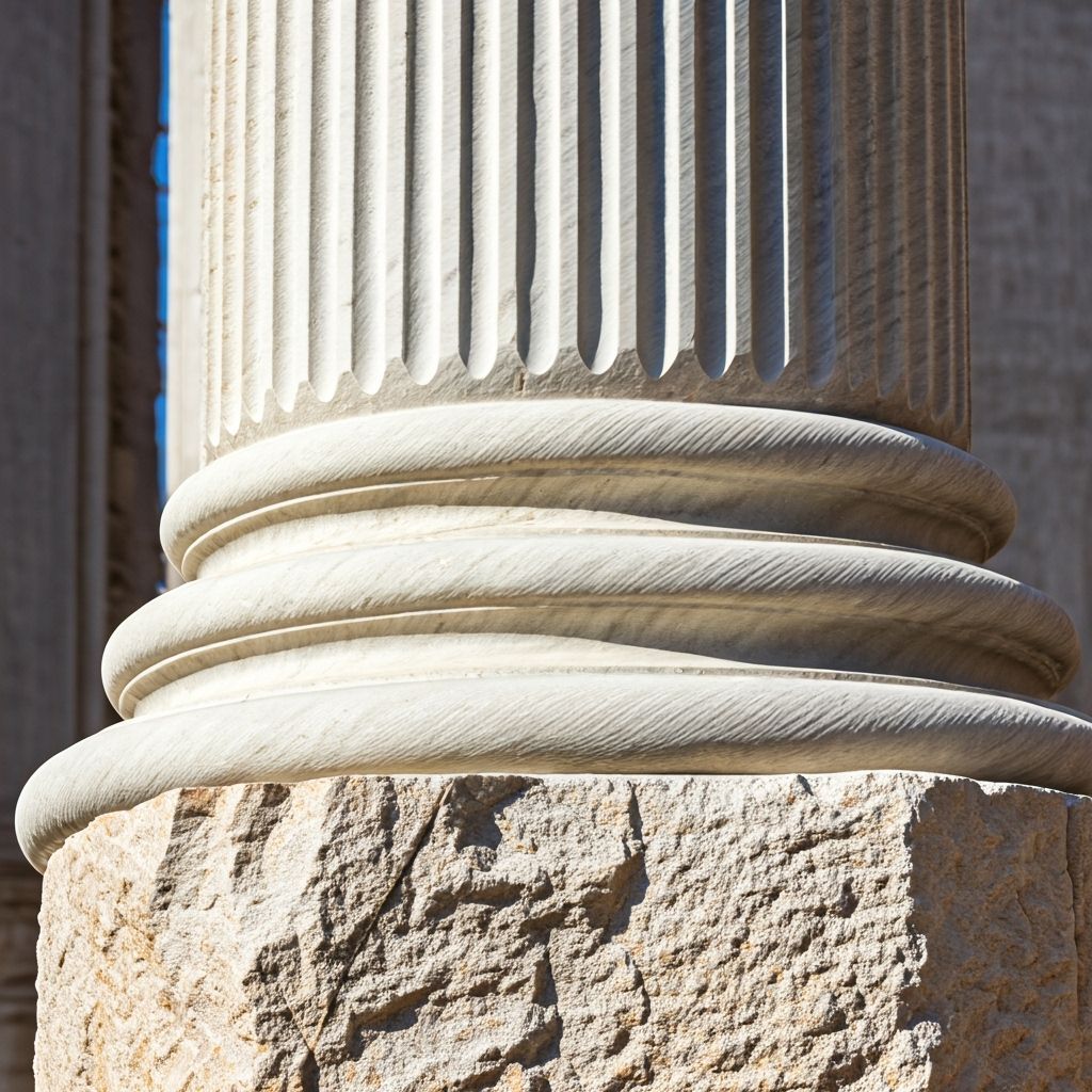 Carved marble column in process