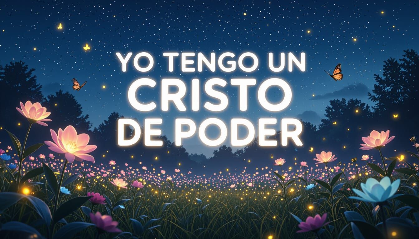 Glowing Night Garden with Text Art