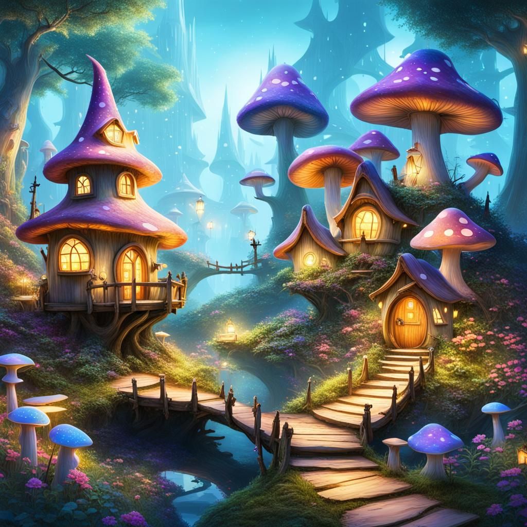 Magical Fairy Village in Mystical Forest