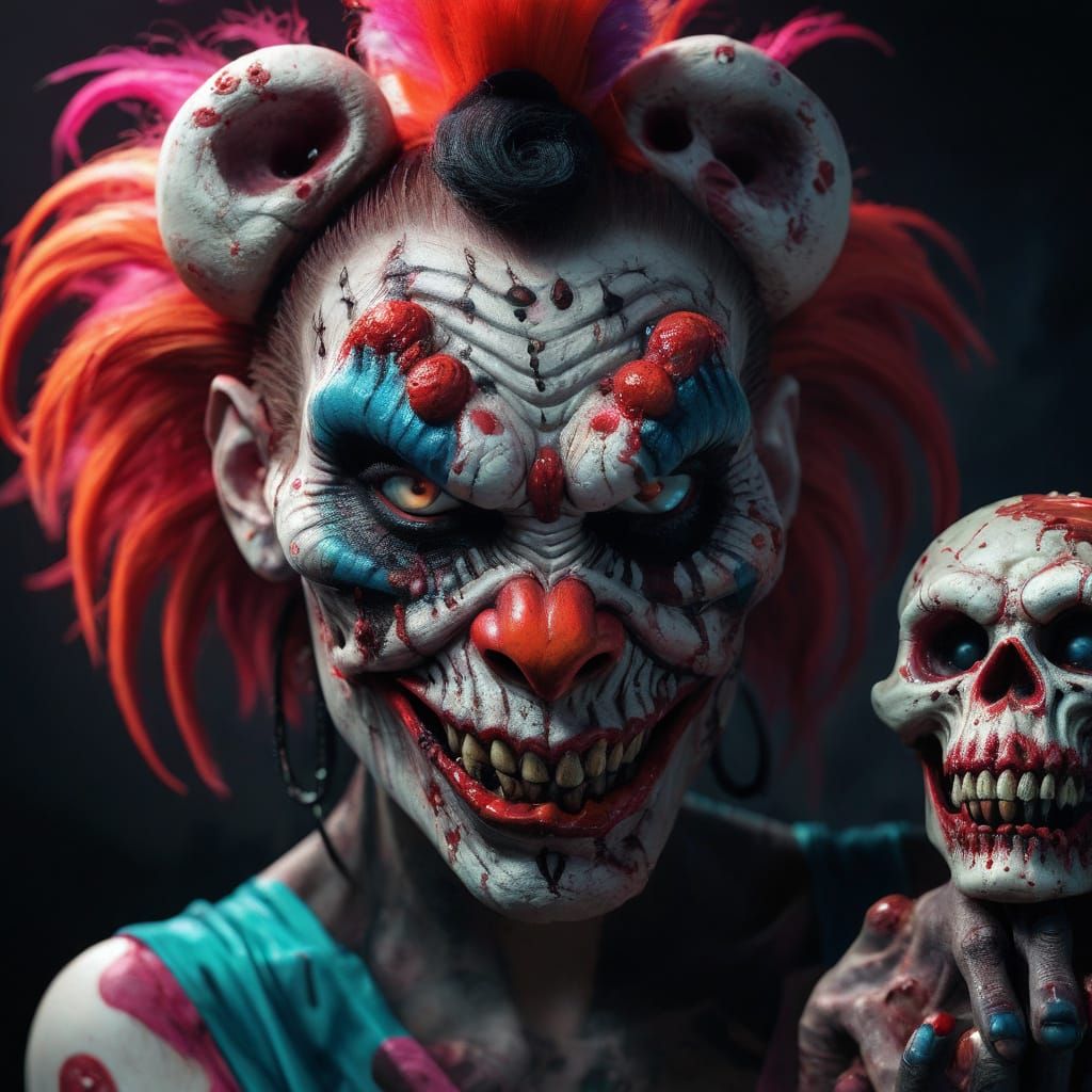 Pop Surrealism: Zombie Monkey Clown Burlesque Dancer