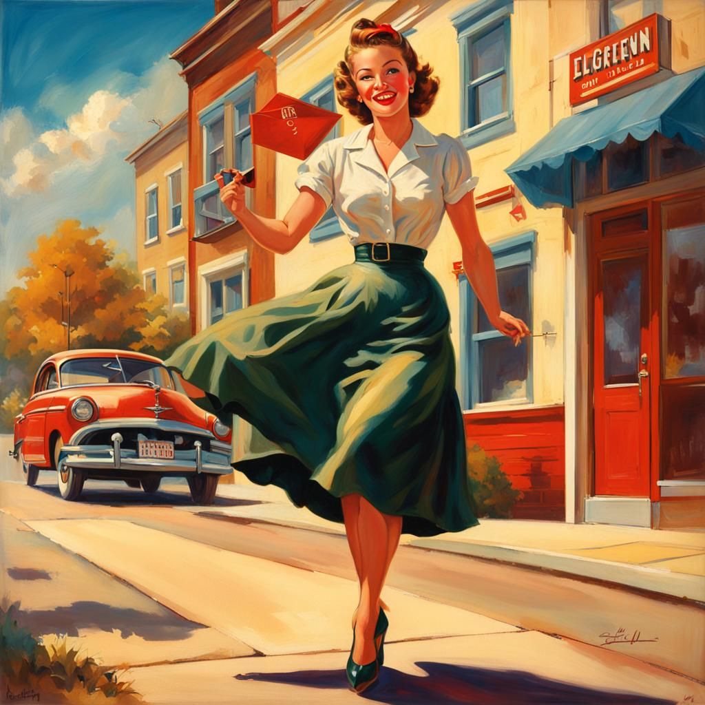 Delightful Woman in Gil Elvgren Pin-Up Style