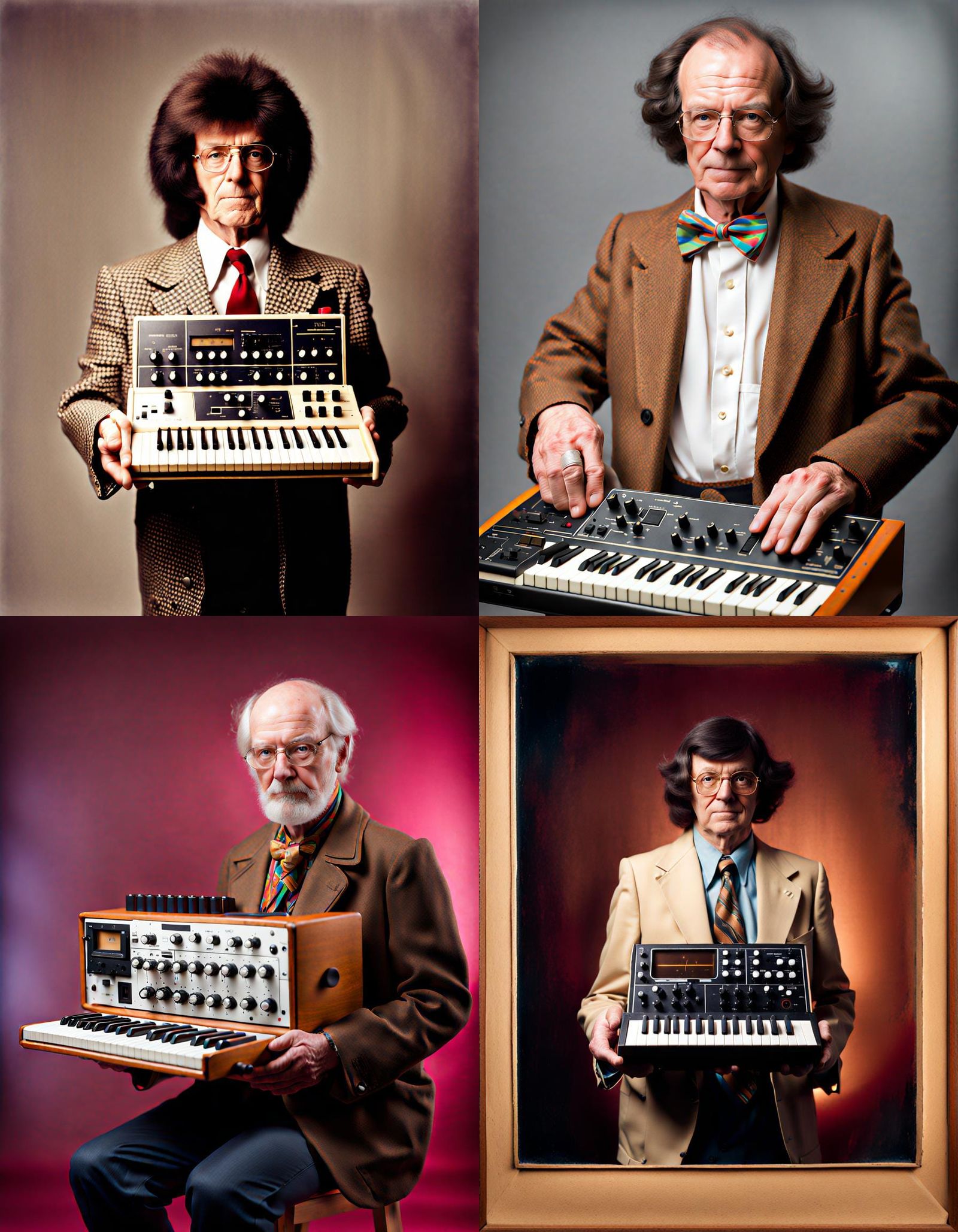1970s Time Traveler Portrait with Synthesizer