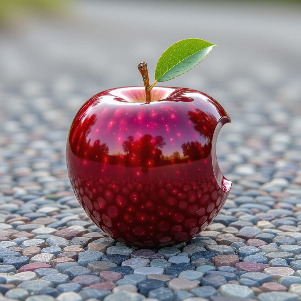 Photorealistic Apple with Ribbed Textiles