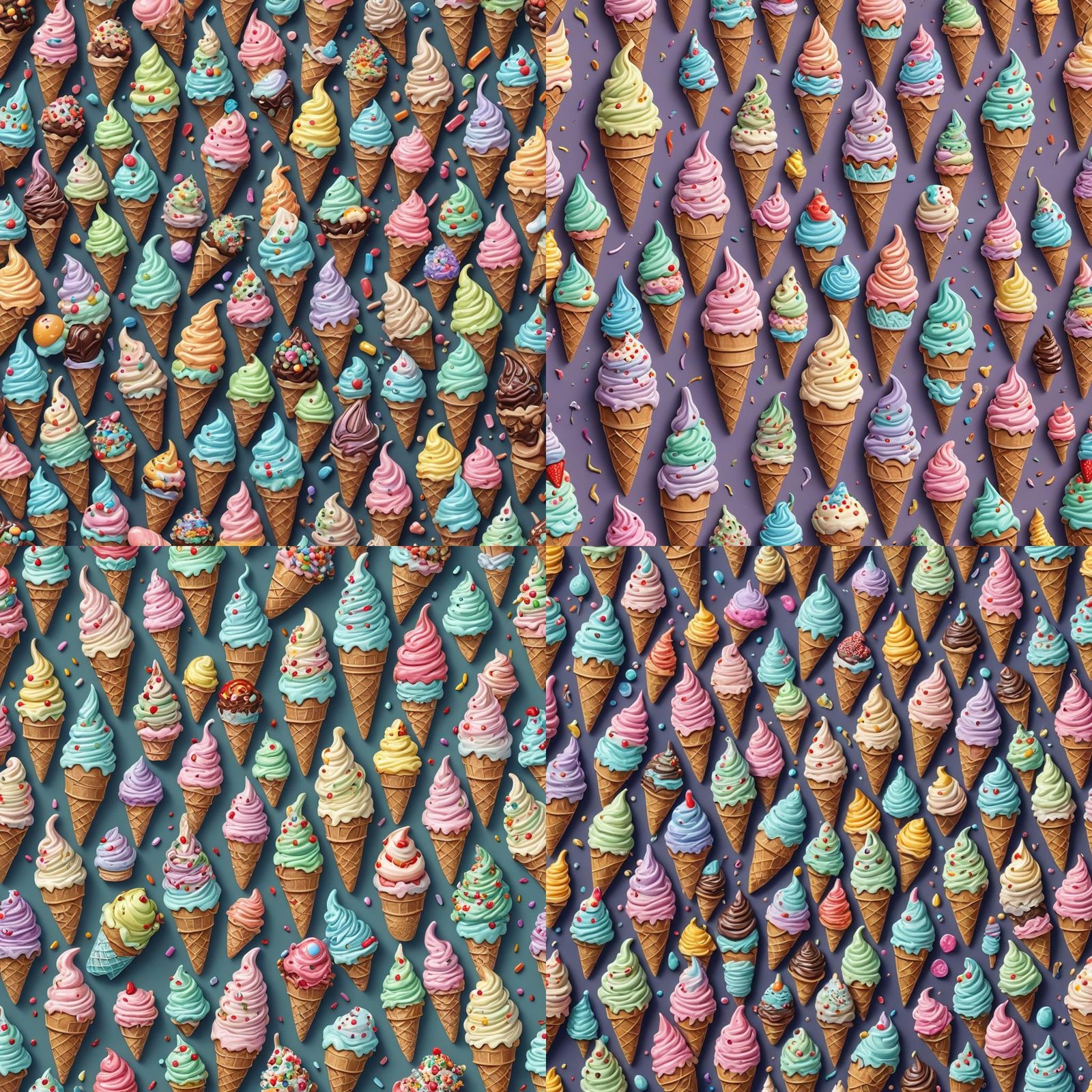 Pastel Ice Cream Cone Embroidery in 3D