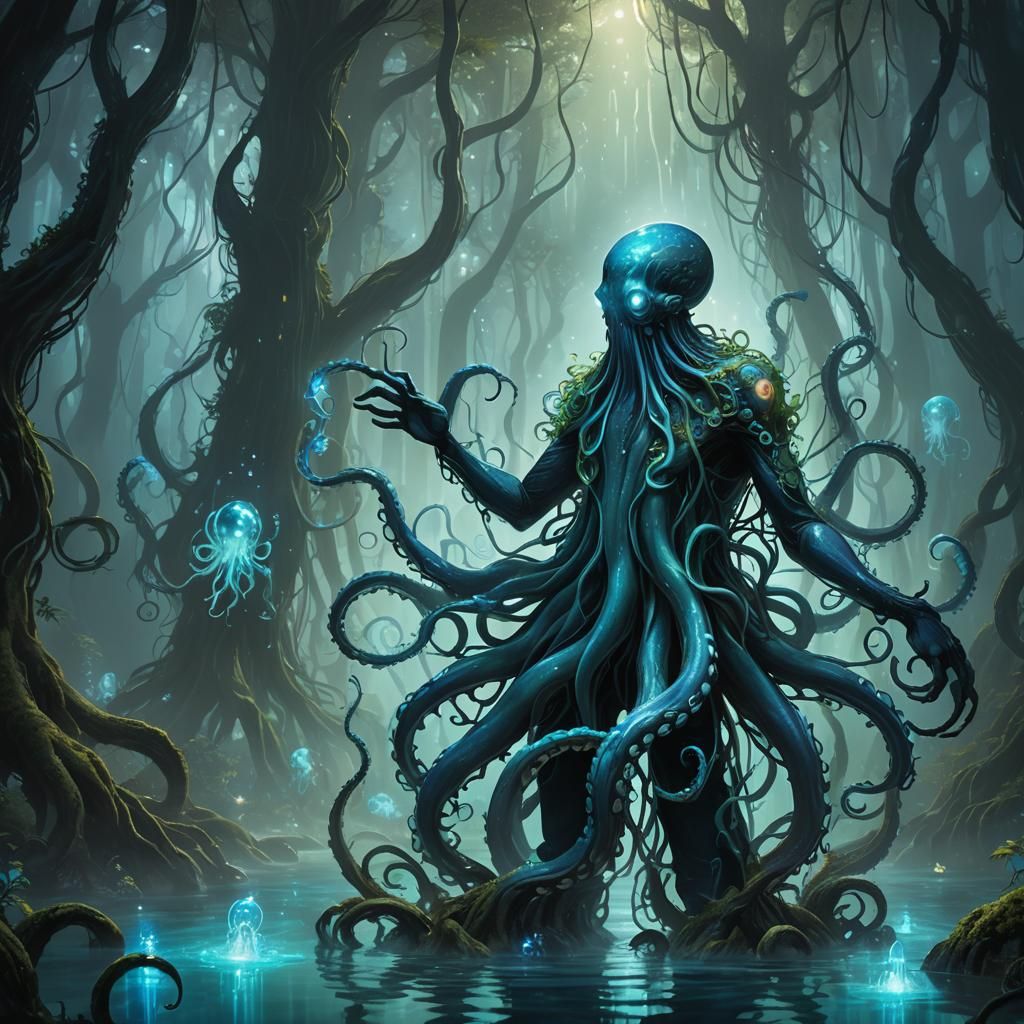 Mystical Bioluminescent Forest: Fantasy Concept Art
