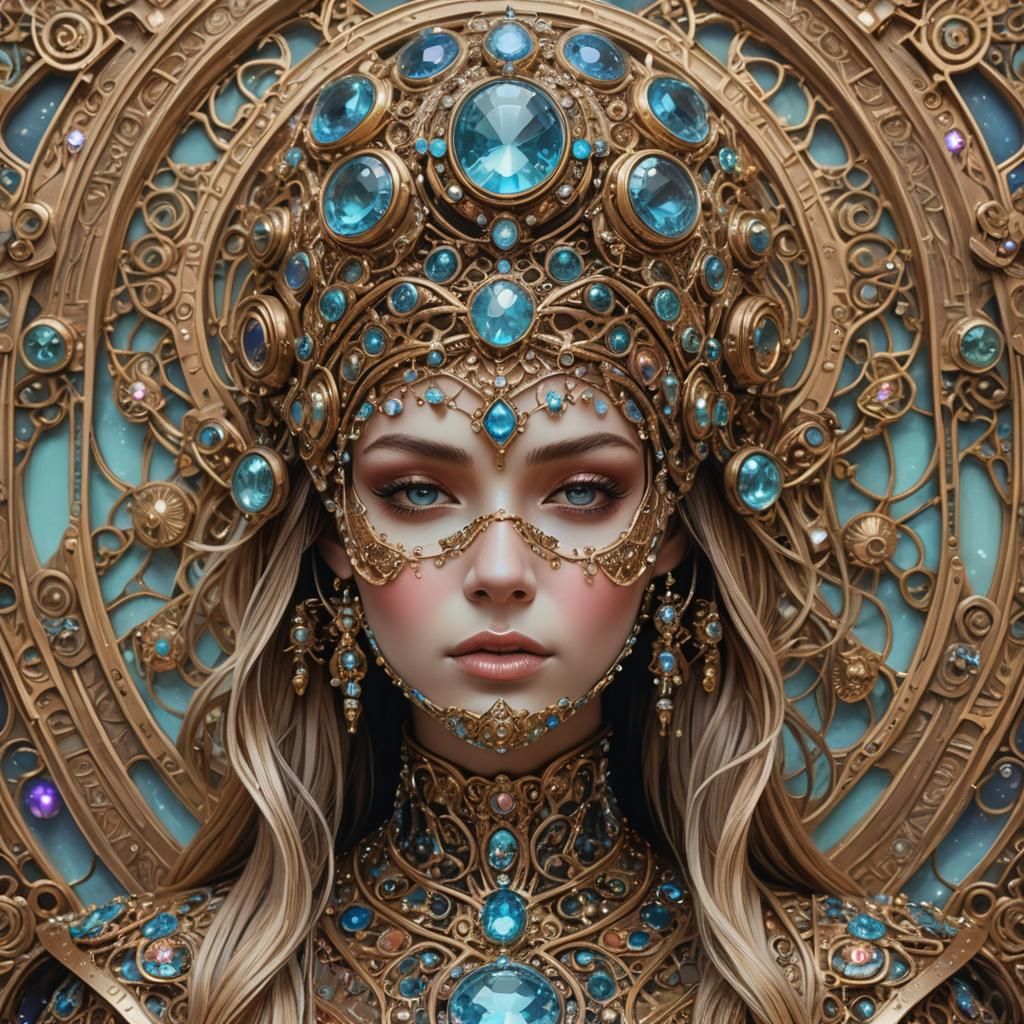 Hyperrealistic Futuristic Princess in Art Nouveau Style
