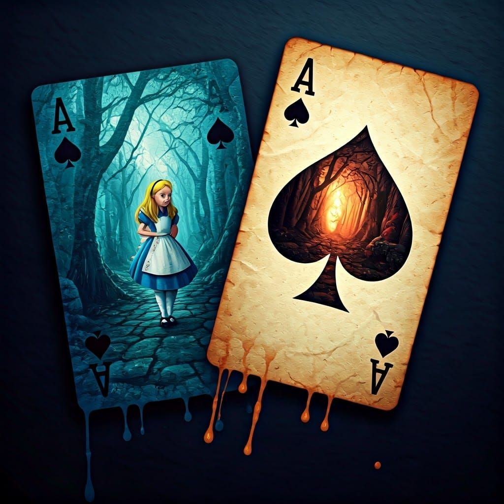Epic Double Exposure of Alice in Wonderland and the Ace of S...