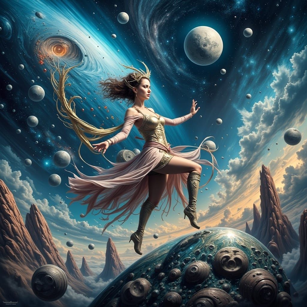 Dancing Woman in Deep Space: Digital Matte Painting