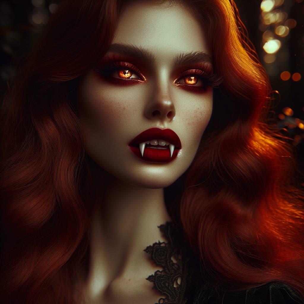 Captivating Vampire Portrait in Mystical Forest Setting